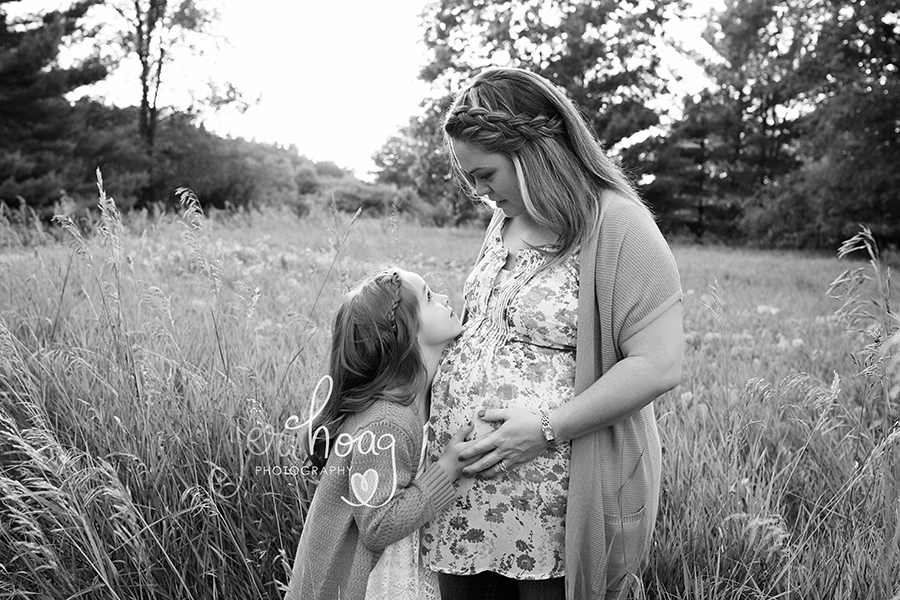 Mother and Daughter and New Baby Maternity Session